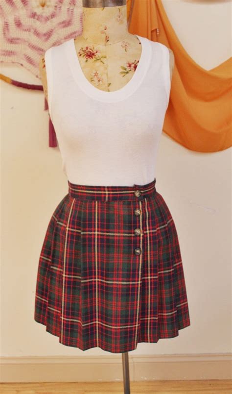 Vintage 90s Plaid Pleated Gem