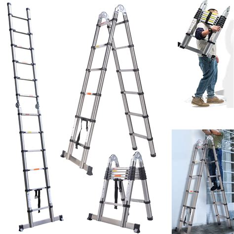 Buy Telescopic Ladders 3 8M 1 9m 1 9m Heavy Duty Stainless Steel