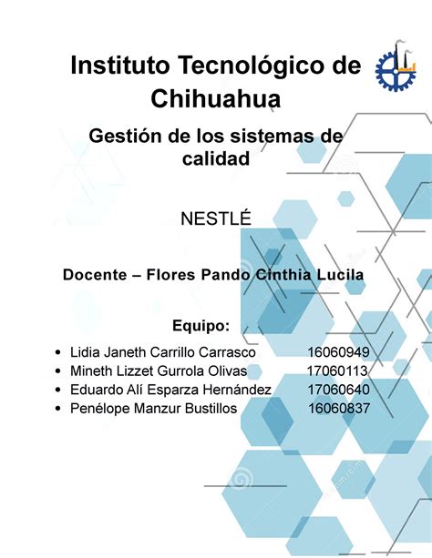 Nestle Gestion De Sistemas De Calidad Instituto Tecnológico De