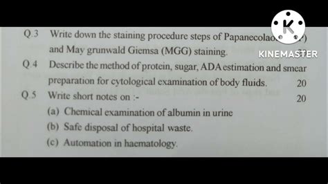 Dmlt 2nd Year Pathology October 2014lab Technician Oldprevious 2nd