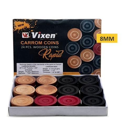 CARROM MEN WOODEN RAPID 8MM Vixen India