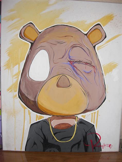 Kanye West Bear Rendition Painting by Rackoe Rako