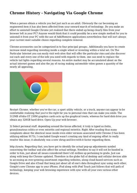 Chrome History - Navigating Via Google Chrome