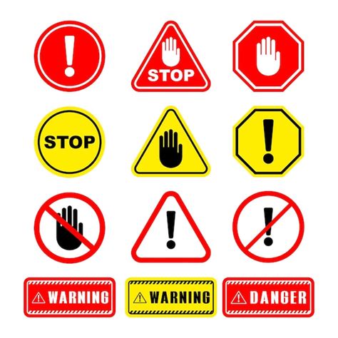 Premium Vector Set Of Warning Signs Do Not Touch Attention Stop Alert