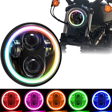 Doxmall Round Led Motorcycle Headlight Projector Multi Color