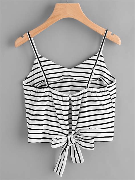 Split Bow Tie Back Crop Cami Top Shein Sheinside