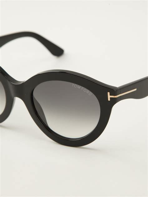 Tom Ford Round Frame Sunglasses in Black | Lyst