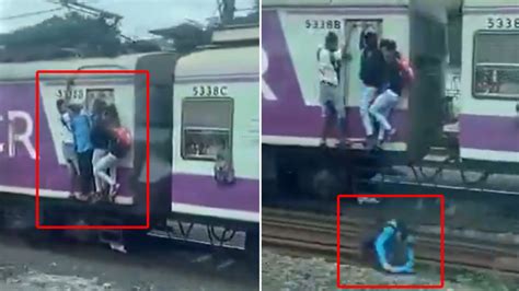 Train Accident Young Man Fall From Mumbai Local Train Shocking Video