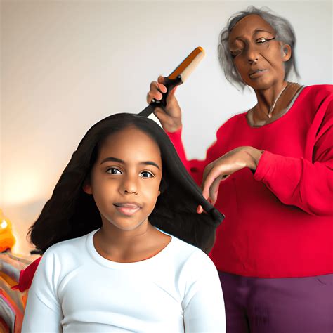 Black Grandmother And Granddaughter Hair Care Graphic · Creative Fabrica