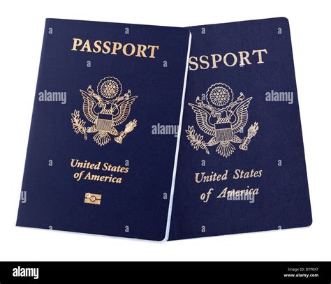 Two Usa Passports Isolated On White Background One On Left Is New Version Passport Biometric