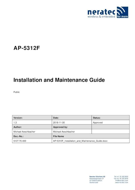 PDF Installation And Maintenance Guide AP 5312F Installation And