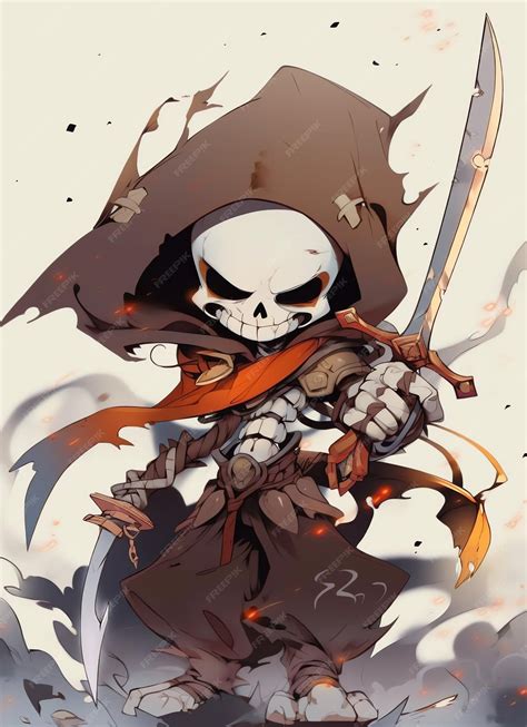 Premium AI Image | A drawing of a skull with a sword and a skull.