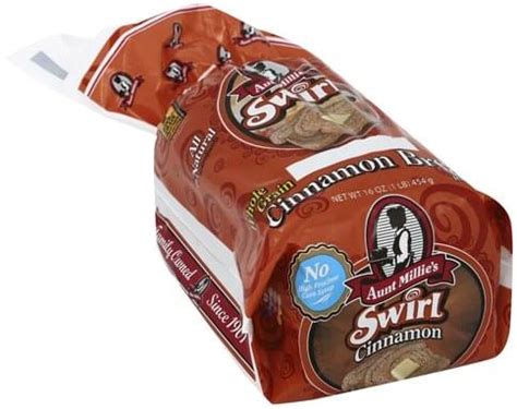 Aunt Millies Whole Grain, Cinnamon Bread - 16 oz, Nutrition Information ...