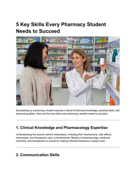 Ppt Key Skills Every Pharmacy Student Needs To Succeed Powerpoint