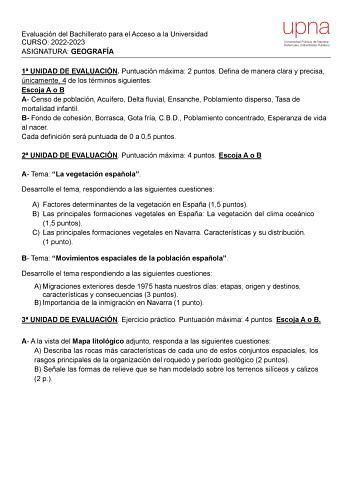 Examen De Geograf A De Navarra Evau De Descargar Ex Menes