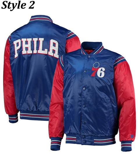 Full Snap Renegade Philadelphia 76ers Varsity Satin Jacket Jackets Expert