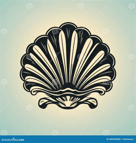 Art Deco Sea Shell A Vintage Elegance With Floral Pattern Stock Photo