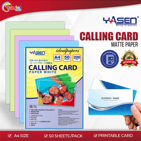 Yasen Calling Card Paper Matte A Size Gsm Gsm Gsm