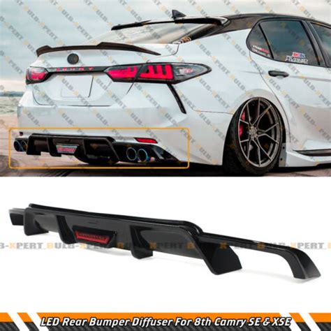 For 2018 2024 Toyota Camry Se Xse Glossy Black Rear Bumper Diffuser W