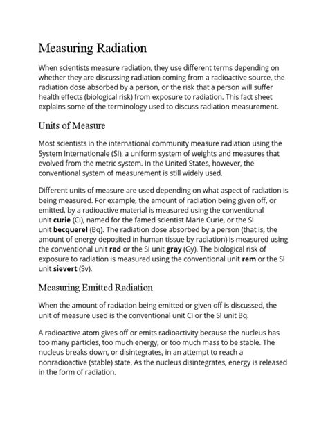 Measuring Radiation Unit | PDF | Ionizing Radiation | Absorbed Dose