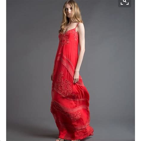 Alberta Ferretti Resort Silk Red Lace Maxi Fashion Clothes For