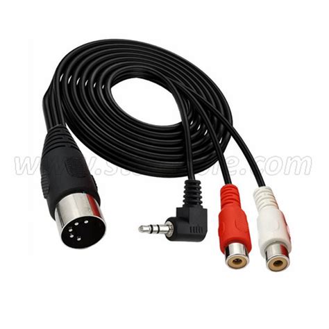 Din MIDI 5 Pin Male To 2 RCA Female And 90 Degree 3 5mm Audio Cable