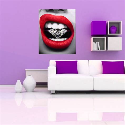 Quadro De Decora O Mulher Boca E Diamante Elo