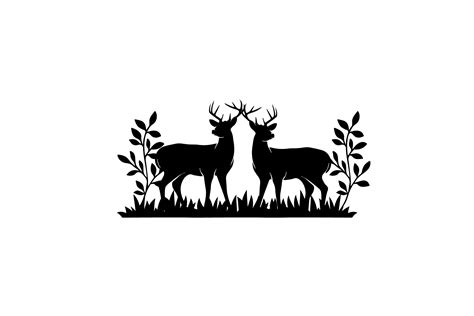 Small Garden Deer with Grass Silhouette Graphic by st · Creative Fabrica