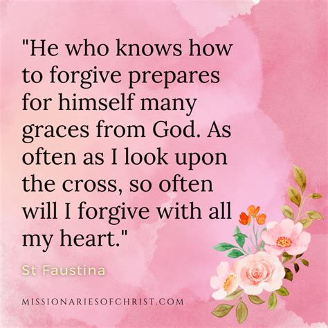 Saint Faustina Quote On Forgiveness Missionaries Of Christ Catholic