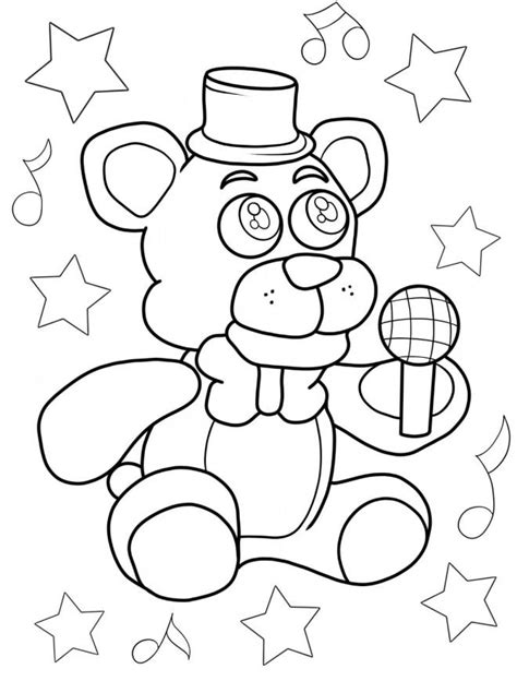 Coloriage Freddy Fazbear Souriant Kawaii Dessin Gratuit Imprimer