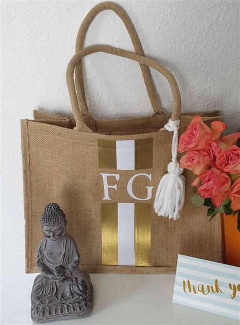 Personalisierte Tasche Jutetasche Jute Shopper Mit Initialen Jute