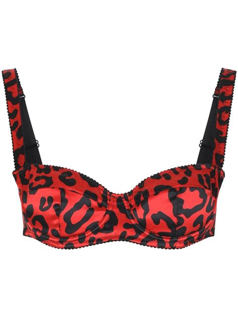 Dolce And Gabbana Leopard Print Balconette Bra Red Farfetch