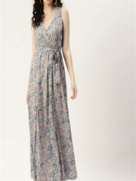 Buy Sleek Italia Floral Printed V Neck Maxi Dress Dresses For Women