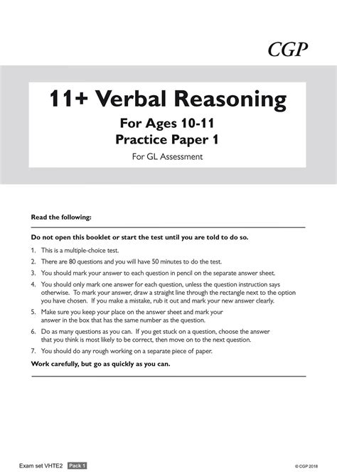 New 11 Gl Verbal Reasoning Practice Papers Ages 10 11 Pack 1 With