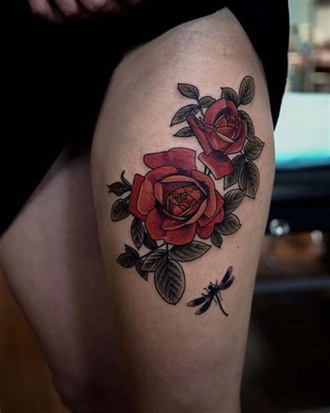 Rose Tattoos On Thighhip