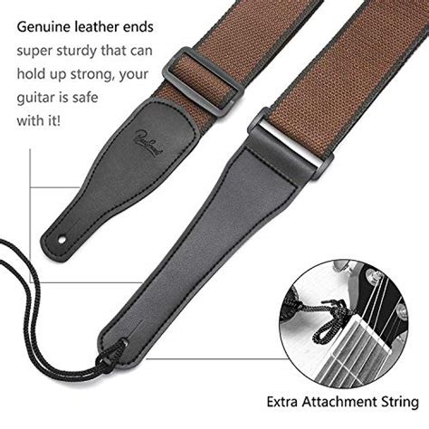 Guitar Strap For Acoustic Electric And Bass Guitars With 1 Leather Strap