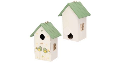 Nestkast Vogelhuisje Hout Wit Met Groen Dak X X Cm