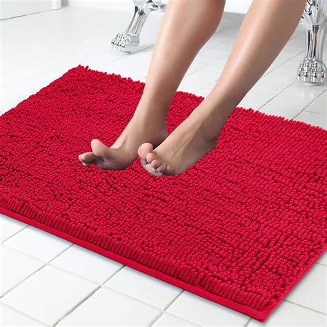 Chenille Bathroom Rugs Non Slip Bath Mat 32 X20 Washable Soft Shower Mat For Bathroom Floor