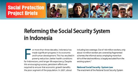 reforming  social security system  indonesia asian development bank