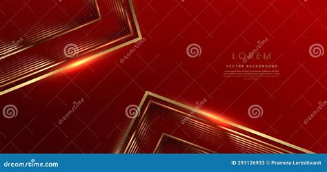 Abstract Gold Triangles Lines On Dark Red Background With Lighting