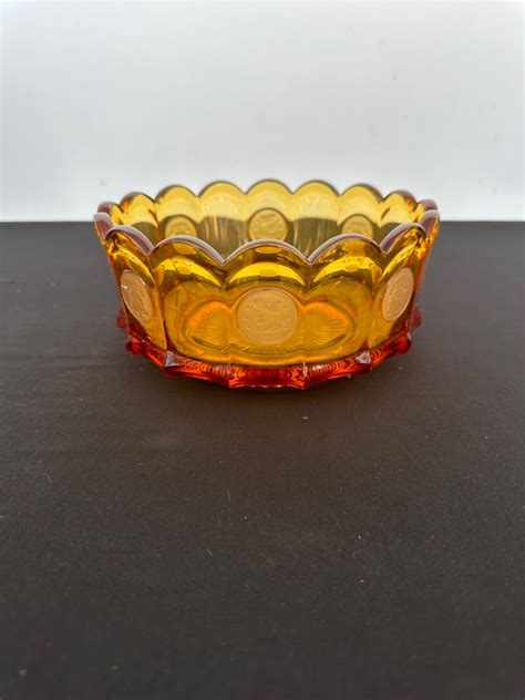 Lot Vintage Fostoria Amber Glass Colonial Coin Bowl Just Right