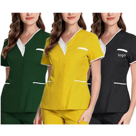 In Stock Wholesale Short Sleeve V Neck Medical Srubs Medical Scrubs