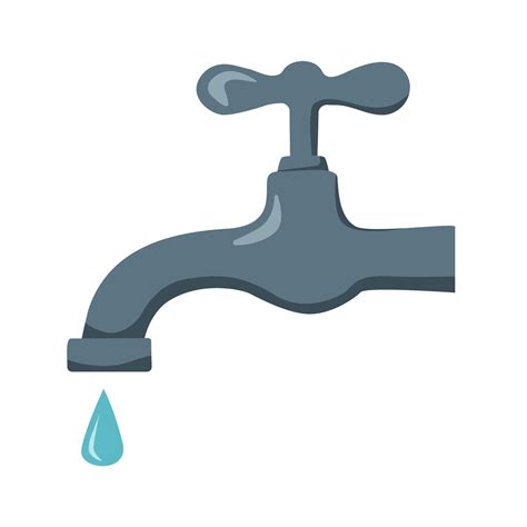 A Water Tap That Is Dripping Leaking Flat Cartoon Style Vector