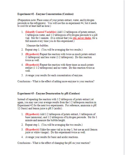 Solved Experiment 2 Enzyme Concentration Catalase