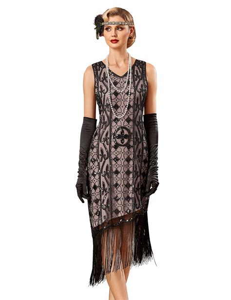 PrettyGuide Women's Flapper Dresses 1920s Gatsby Sequin Fringed