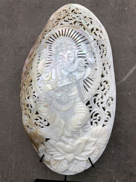 Large Engraved Mother Of Pearl Shell Ganesha Motif Sea Catawiki