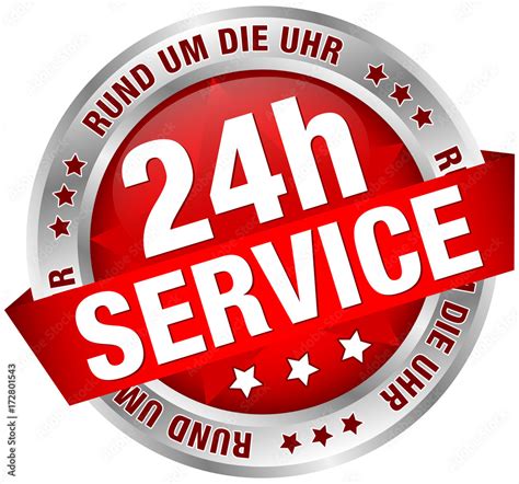 Button Banner "24h Service - rund um die Uhr" rot/silber Stock Vector ...