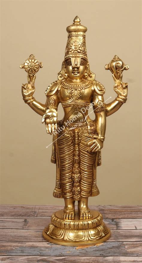 Brass Golden Tirupati Balaji Statue Vishnu Idol Vanketash Figurine