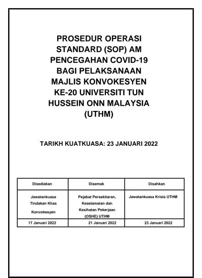 Prosedur Operasi Standard Sop Am Pencegahan Covid Bagi Pelaksanaan