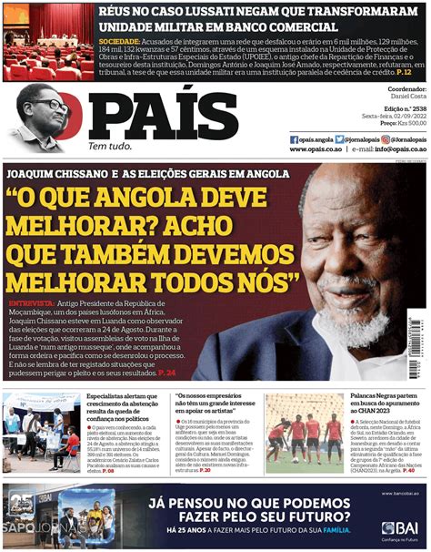 O País 2 set 2022 Jornais e Revistas SAPO pt Última hora e